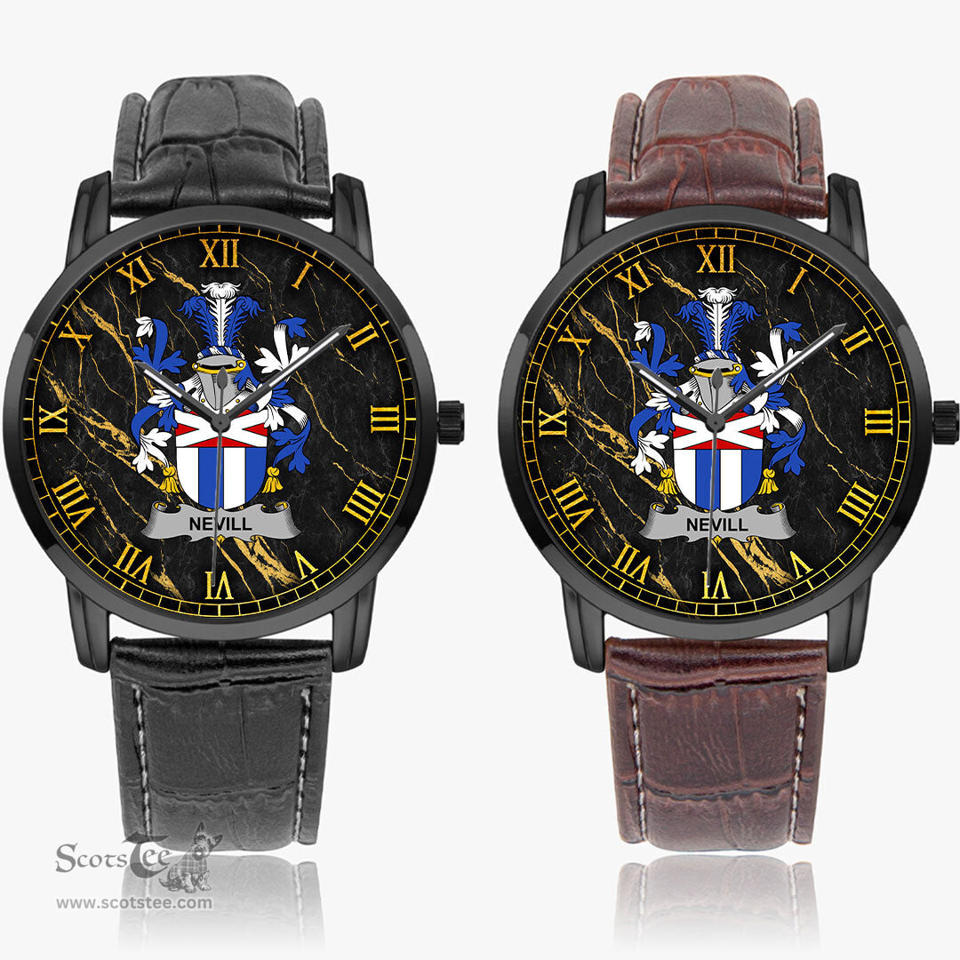 Irish Nevill or Neville Irish Coat of Arms Irish Watch Instafamous Quartz Leather Strap
