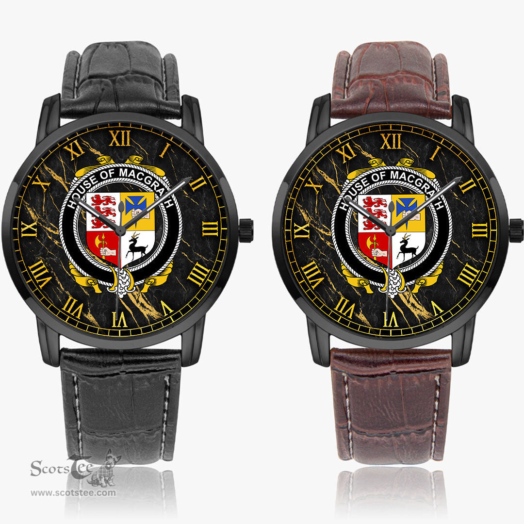 Irish House of MACGRATH Irish Coat of Arms Irish Watch Instafamous Quartz Leather Strap