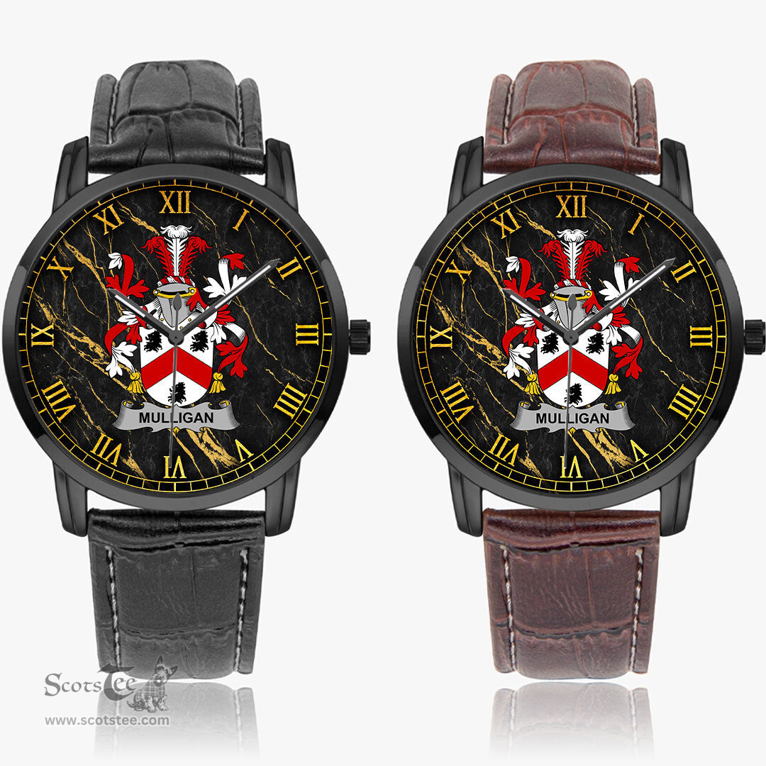 Irish Mulligan or O Mulligan Irish Coat of Arms Irish Watch Instafamous Quartz Leather Strap