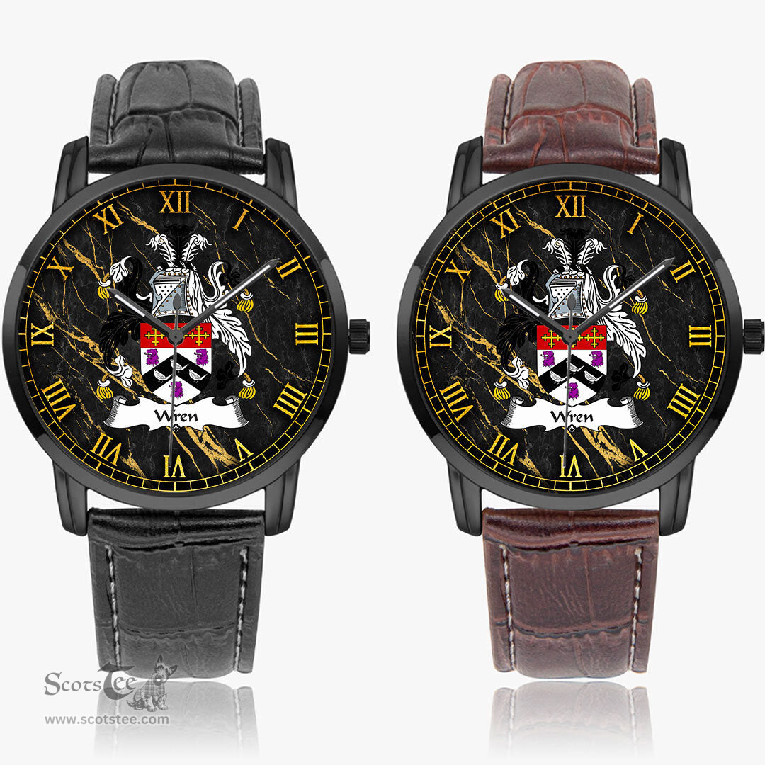 Irish Wren or Wrenn Irish Coat of Arms Irish Watch Instafamous Quartz Leather Strap