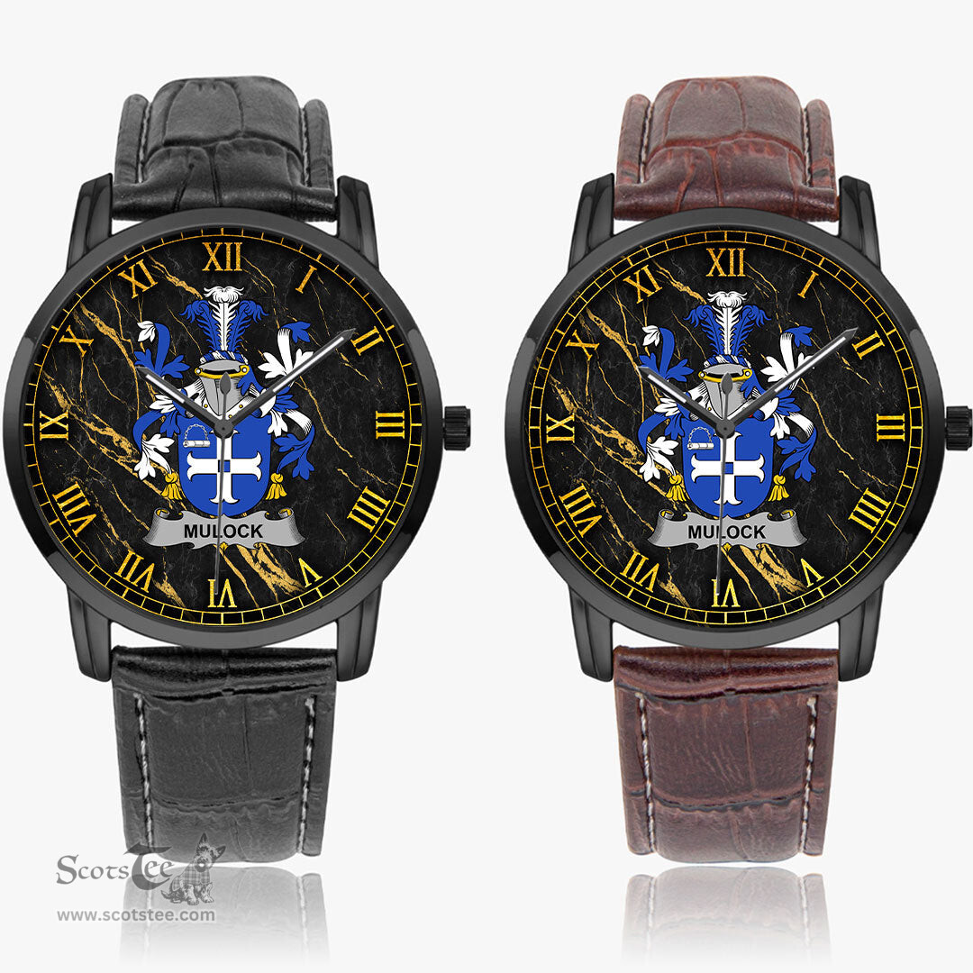 Irish Mulock or Mullock Irish Coat of Arms Irish Watch Instafamous Quartz Leather Strap