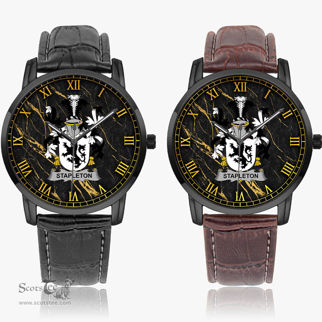 Irish Stapleton Irish Coat of Arms Irish Watch Instafamous Quartz Leather Strap