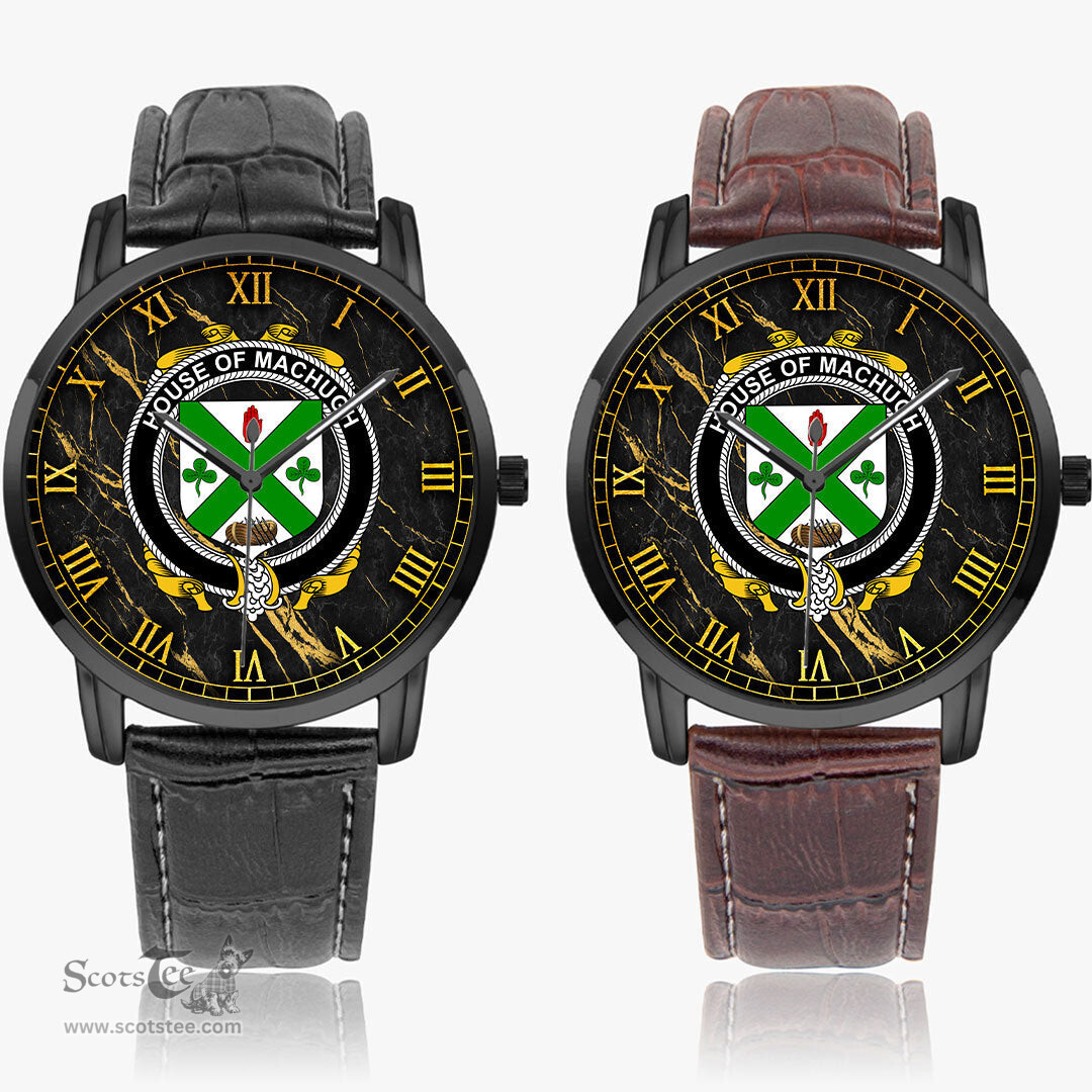 Irish House of MACHUGH Irish Coat of Arms Irish Watch Instafamous Quartz Leather Strap