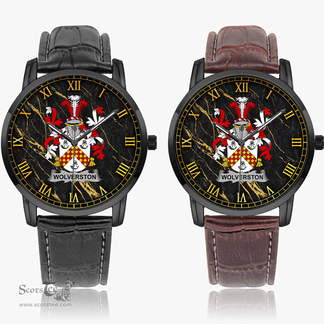 Irish Wolverston Irish Coat of Arms Irish Watch Instafamous Quartz Leather Strap