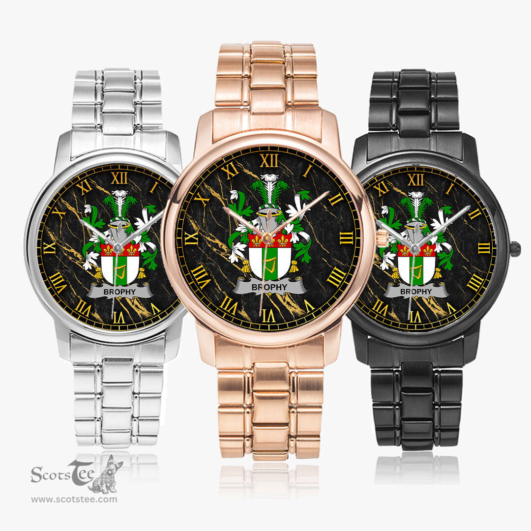 Irish Brophy or O Brophy Irish Coat of Arms Irish Watch Folding Clasp Type Stainless Steel Quartz Watch