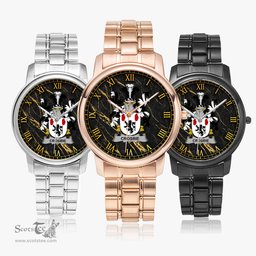 Irish Crosbie or McCrossan Irish Coat of Arms Irish Watch Folding Clasp Type Stainless Steel Quartz Watch