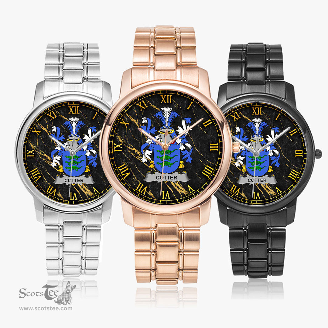 Irish Cotter or MacCotter Irish Coat of Arms Irish Watch Folding Clasp Type Stainless Steel Quartz Watch