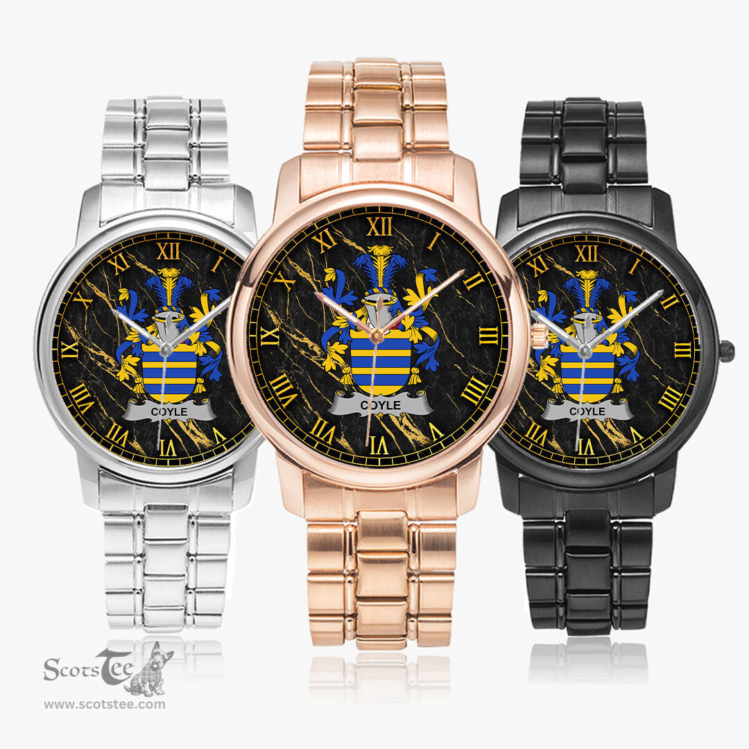 Irish Coyle or McCoyle Irish Coat of Arms Irish Watch Folding Clasp Type Stainless Steel Quartz Watch