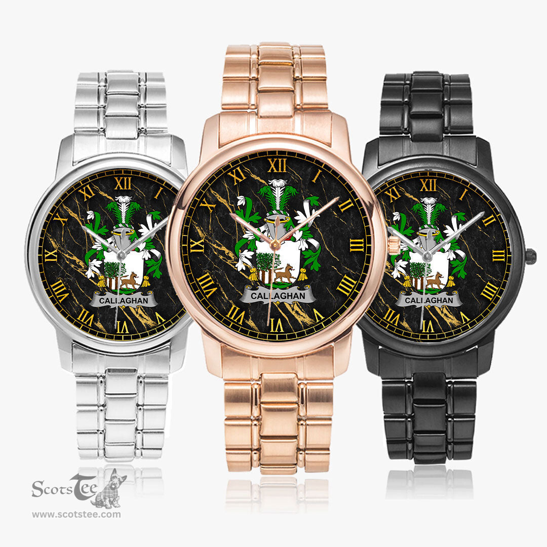 Irish Callaghan or O Callaghan Irish Coat of Arms Irish Watch Folding Clasp Type Stainless Steel Quartz Watch