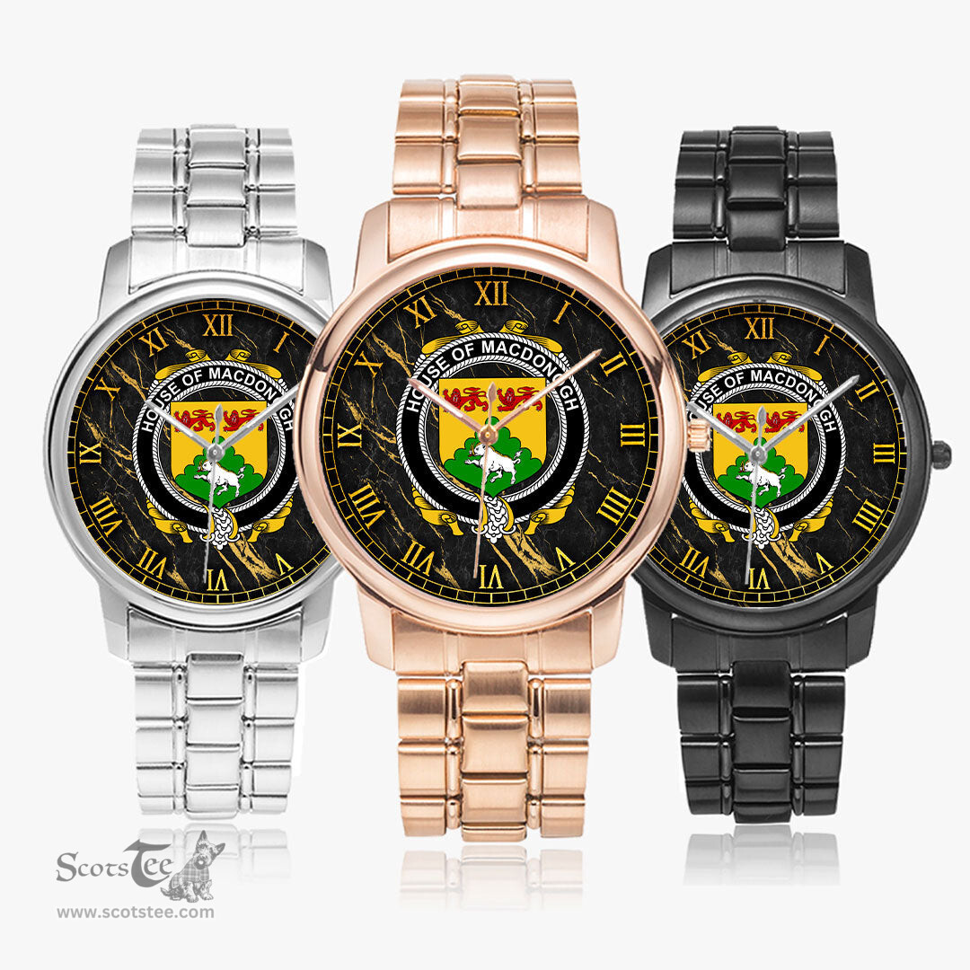 Irish House of MACDONOGH Connacht Irish Coat of Arms Irish Watch Folding Clasp Type Stainless Steel Quartz Watch