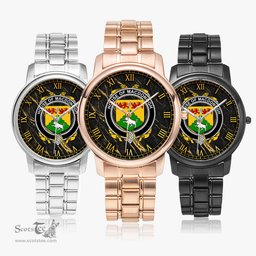 Irish House of MACDONOGH Connacht Irish Coat of Arms Irish Watch Folding Clasp Type Stainless Steel Quartz Watch