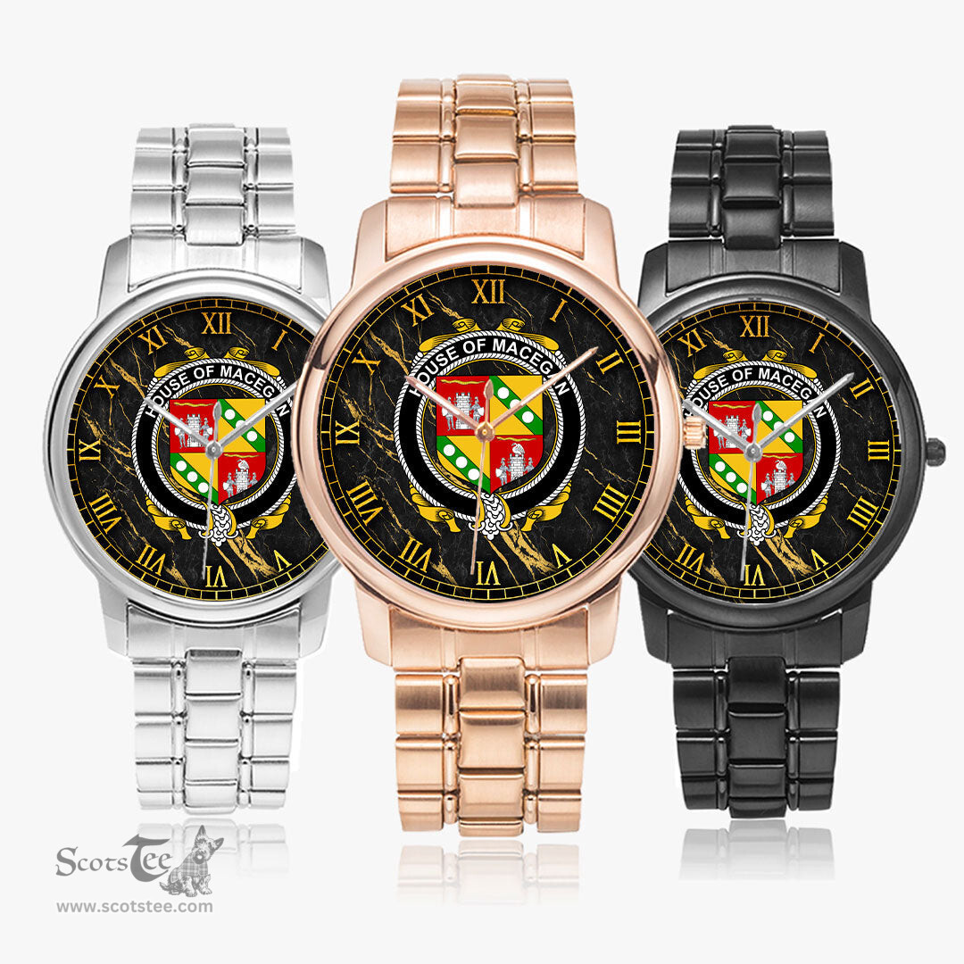 Irish House of MACEGAN Irish Coat of Arms Irish Watch Folding Clasp Type Stainless Steel Quartz Watch