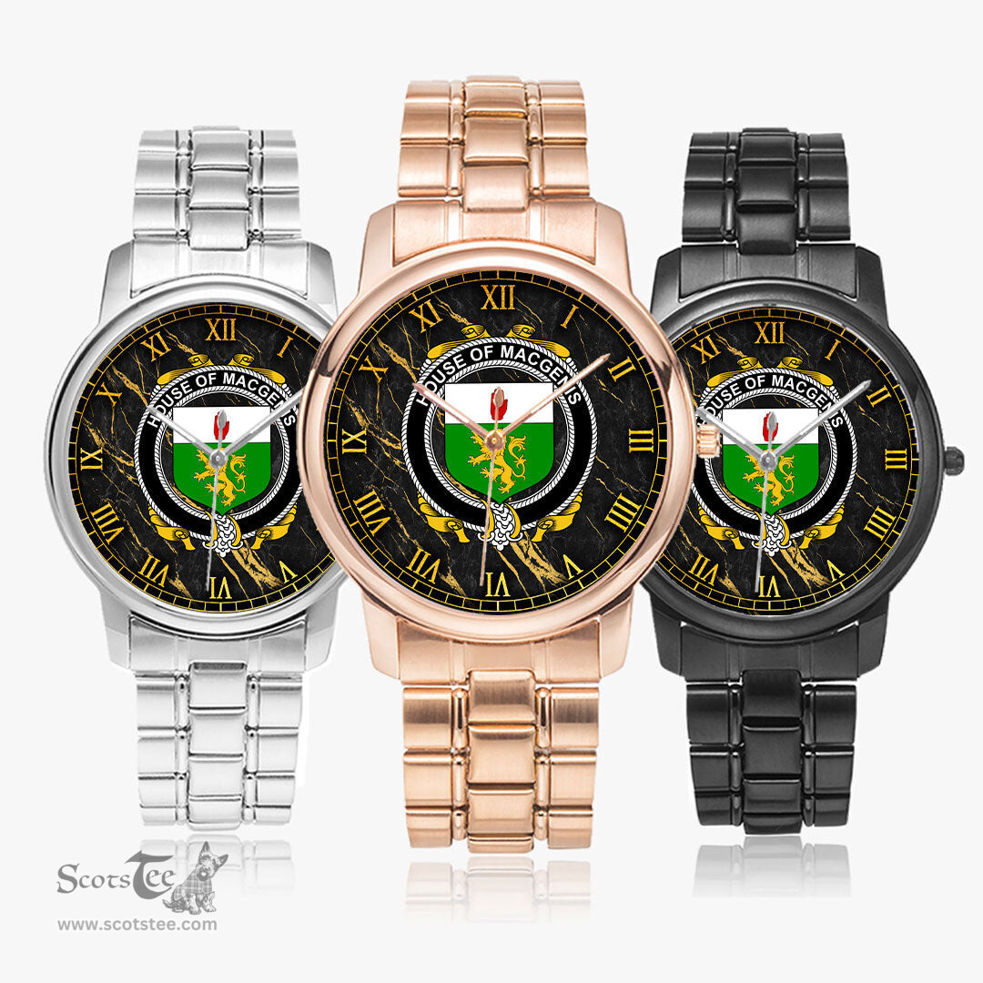 Irish House of MACGENIS Irish Coat of Arms Irish Watch Folding Clasp Type Stainless Steel Quartz Watch