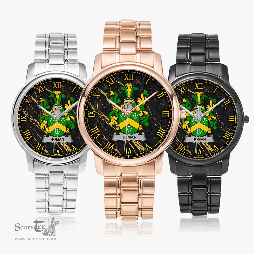 Irish Homan or Howman Irish Coat of Arms Irish Watch Folding Clasp Type Stainless Steel Quartz Watch