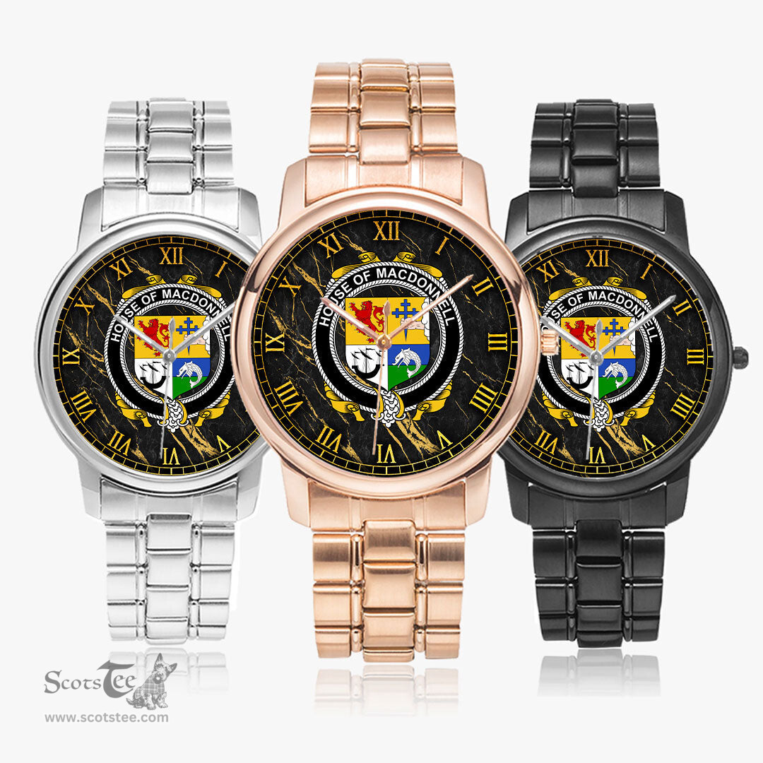 Irish House of MACDONNELL of the Glens Irish Coat of Arms Irish Watch Folding Clasp Type Stainless Steel Quartz Watch