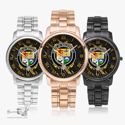 Irish House of MACDONNELL of the Glens Irish Coat of Arms Irish Watch Folding Clasp Type Stainless Steel Quartz Watch