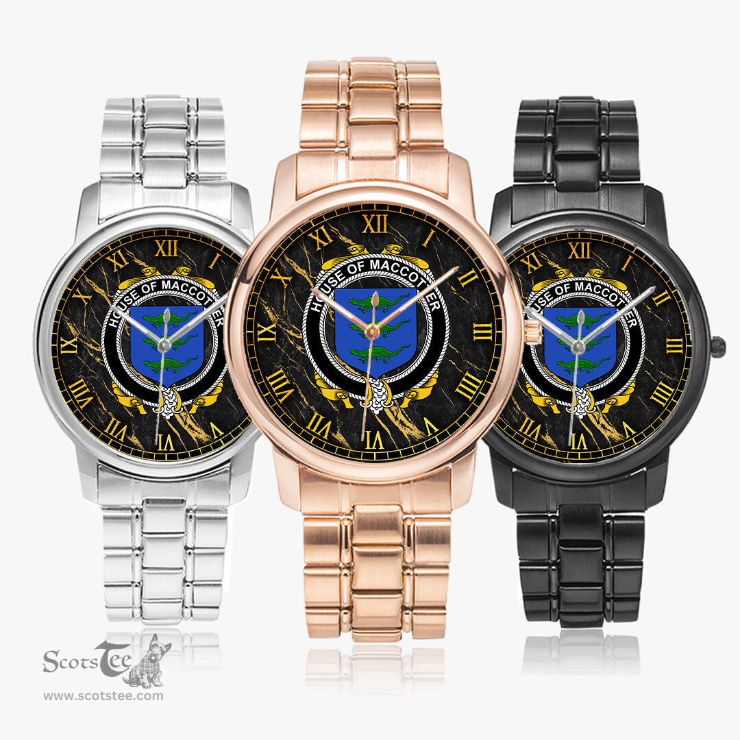 Irish House of MACCOTTER Irish Coat of Arms Irish Watch Folding Clasp Type Stainless Steel Quartz Watch