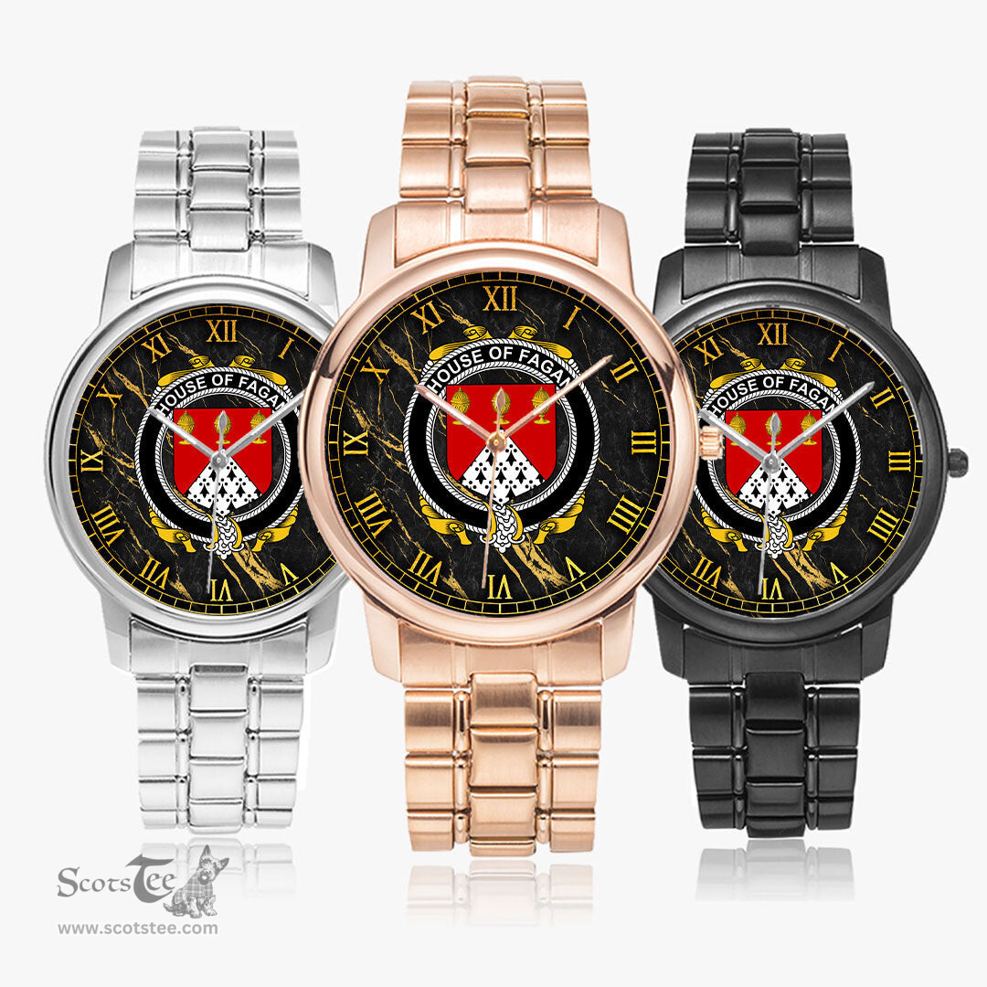 Irish House of FAGAN Irish Coat of Arms Irish Watch Folding Clasp Type Stainless Steel Quartz Watch