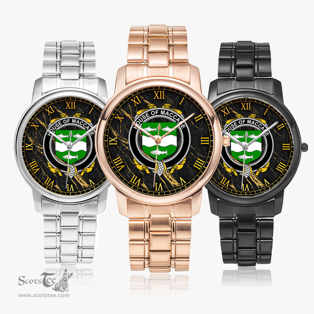 Irish House of MACCABE Irish Coat of Arms Irish Watch Folding Clasp Type Stainless Steel Quartz Watch