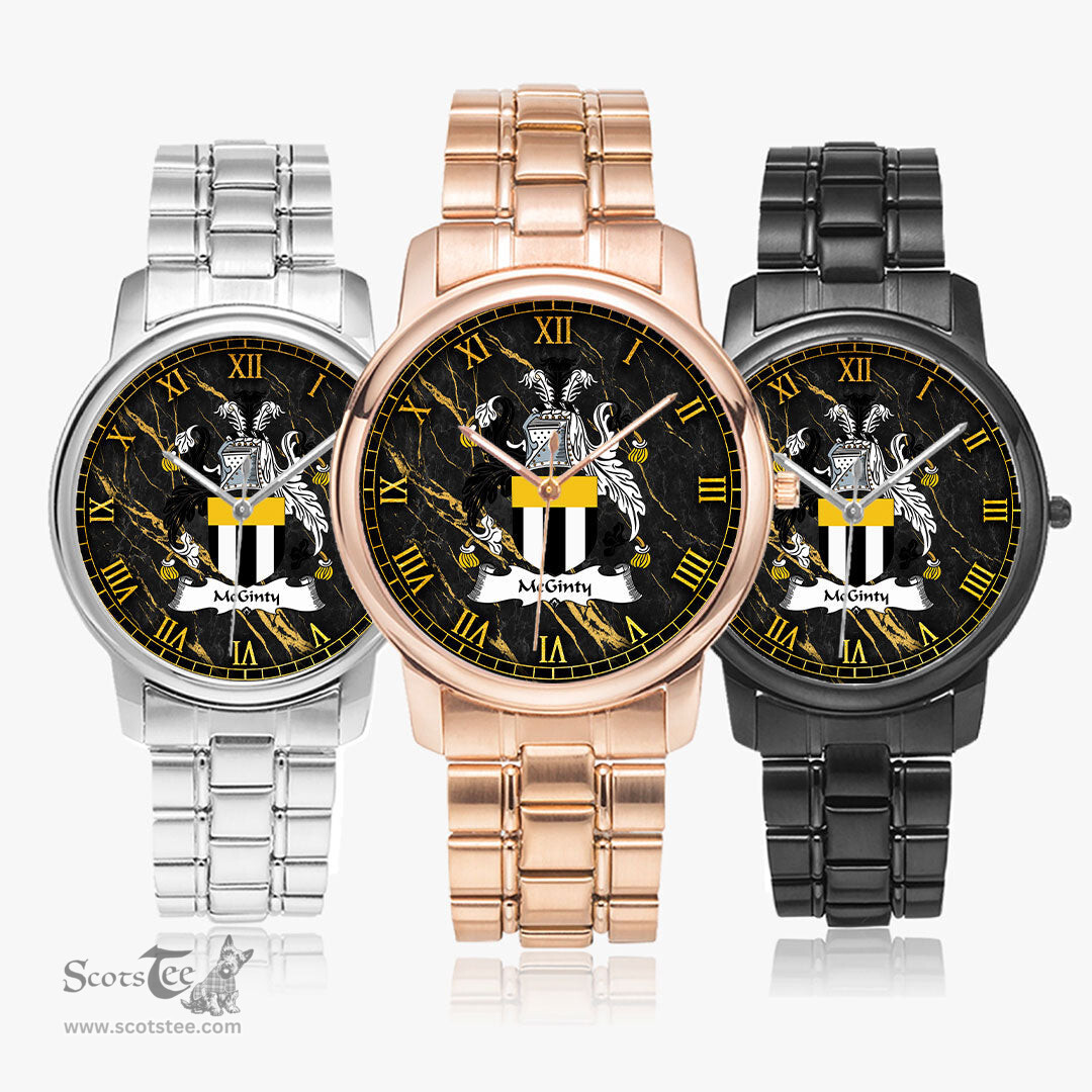 Irish McGinty Irish Coat of Arms Irish Watch Folding Clasp Type Stainless Steel Quartz Watch