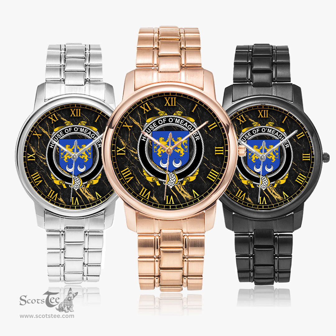 Irish House of O MEAGHER Irish Coat of Arms Irish Watch Folding Clasp Type Stainless Steel Quartz Watch
