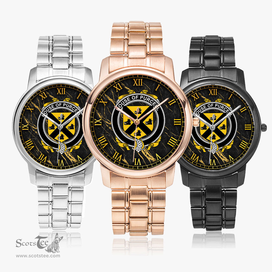 Irish House of PURCELL Irish Coat of Arms Irish Watch Folding Clasp Type Stainless Steel Quartz Watch