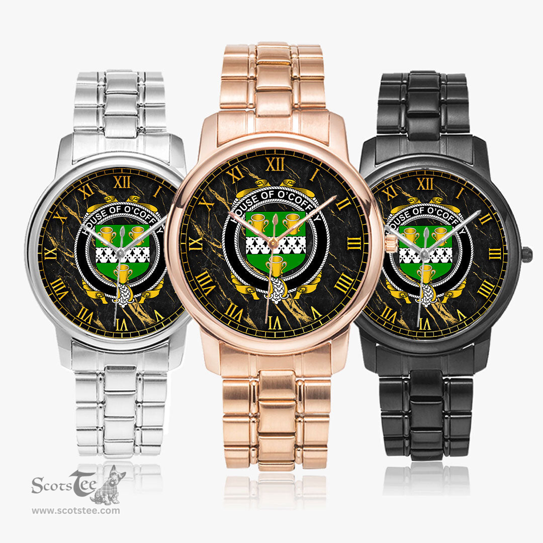 Irish House of O COFFEY Irish Coat of Arms Irish Watch Folding Clasp Type Stainless Steel Quartz Watch