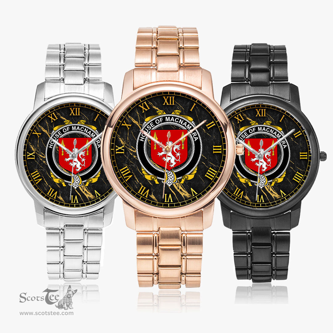 Irish House of MACNAMARA Irish Coat of Arms Irish Watch Folding Clasp Type Stainless Steel Quartz Watch