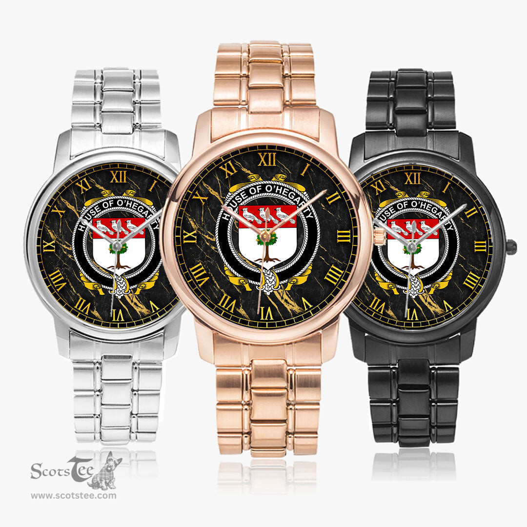 Irish House of O HEGARTY Irish Coat of Arms Irish Watch Folding Clasp Type Stainless Steel Quartz Watch