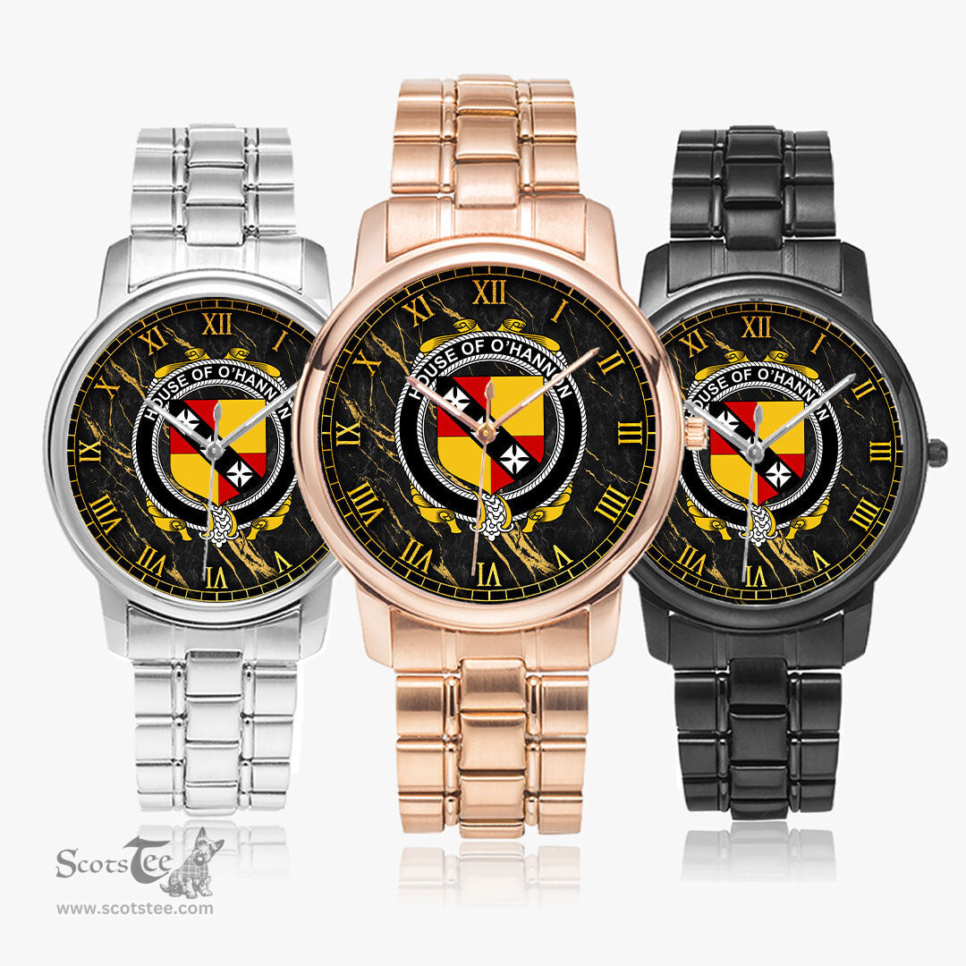 Irish House of O HANNON Irish Coat of Arms Irish Watch Folding Clasp Type Stainless Steel Quartz Watch