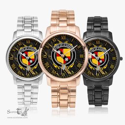 Irish House of O HANNON Irish Coat of Arms Irish Watch Folding Clasp Type Stainless Steel Quartz Watch