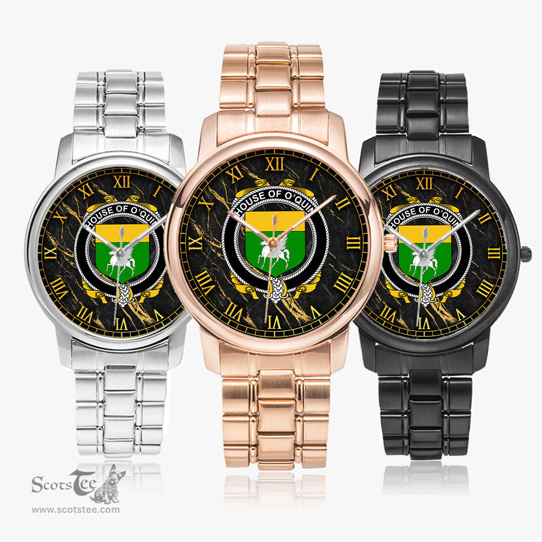 Irish House of O QUIN Annaly Irish Coat of Arms Irish Watch Folding Clasp Type Stainless Steel Quartz Watch