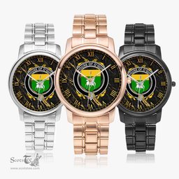 Irish House of O QUIN Annaly Irish Coat of Arms Irish Watch Folding Clasp Type Stainless Steel Quartz Watch
