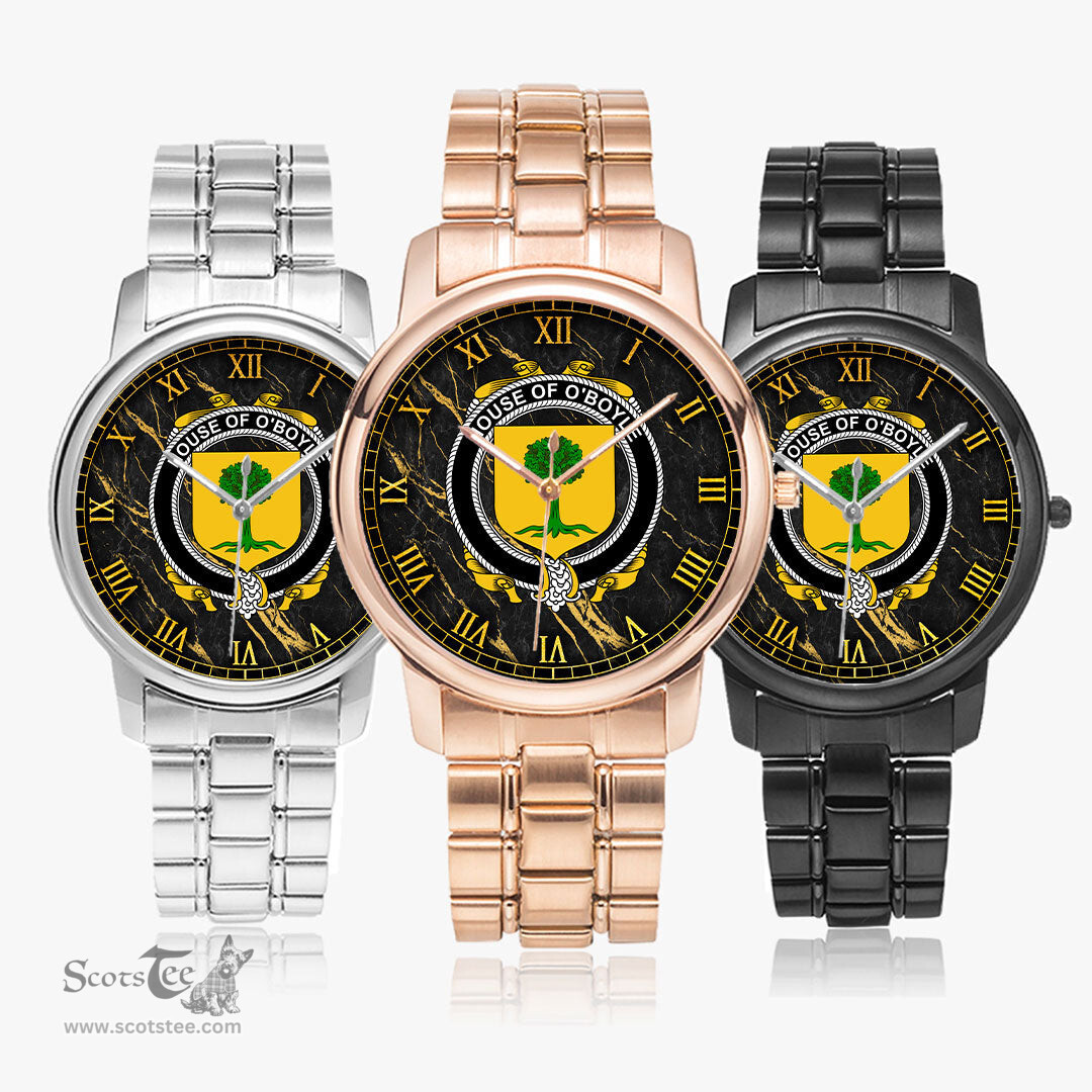 Irish House of O BOYLE Irish Coat of Arms Irish Watch Folding Clasp Type Stainless Steel Quartz Watch