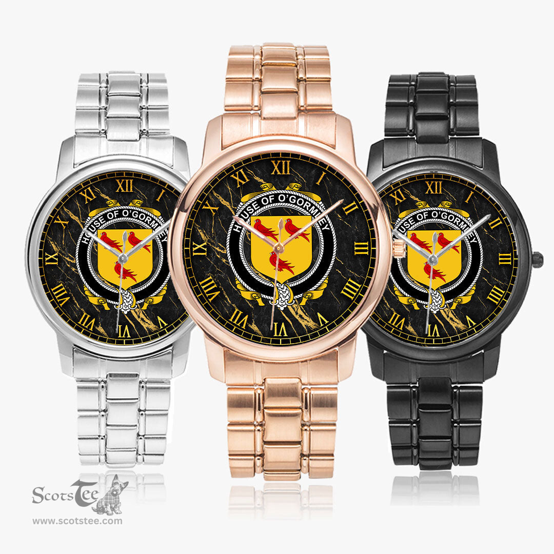 Irish House of O GORMLEY Irish Coat of Arms Irish Watch Folding Clasp Type Stainless Steel Quartz Watch