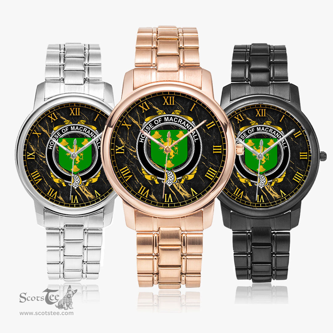Irish House of MACRANNALL REYNOLDS Irish Coat of Arms Irish Watch Folding Clasp Type Stainless Steel Quartz Watch