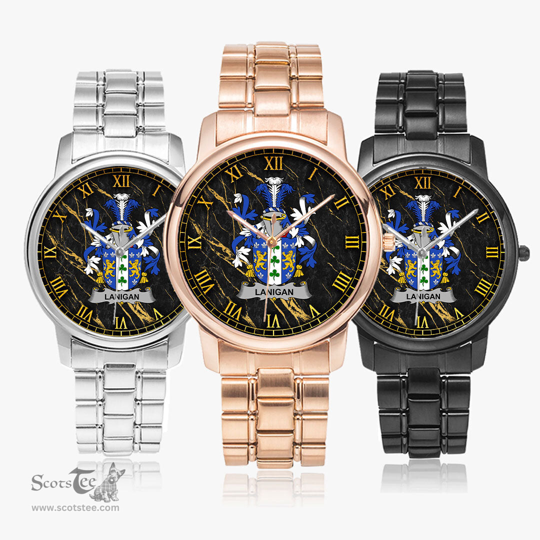 Irish Lanigan or O Lenigan Irish Coat of Arms Irish Watch Folding Clasp Type Stainless Steel Quartz Watch