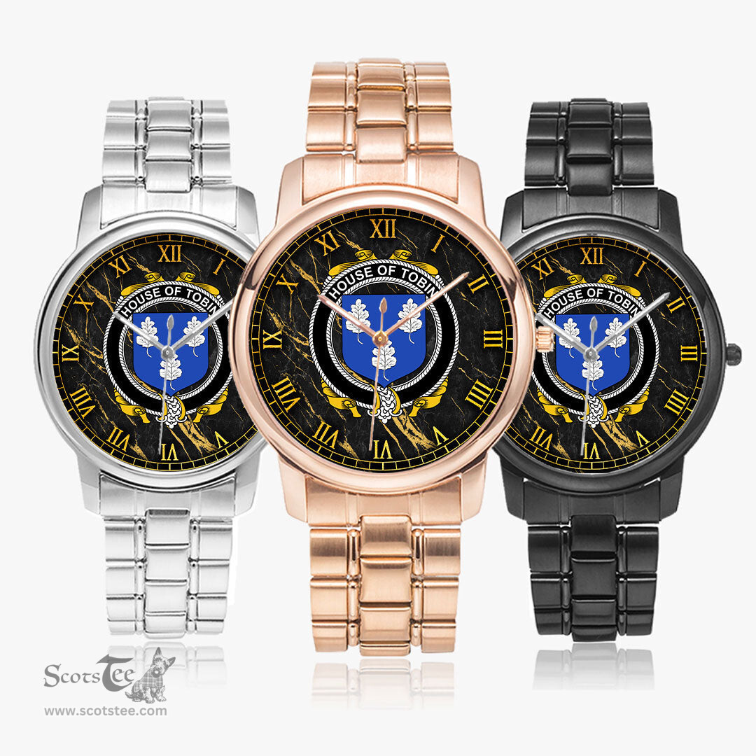 Irish House of TOBIN Irish Coat of Arms Irish Watch Folding Clasp Type Stainless Steel Quartz Watch