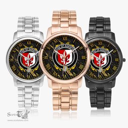 Irish House of SARSFIELD Irish Coat of Arms Irish Watch Folding Clasp Type Stainless Steel Quartz Watch
