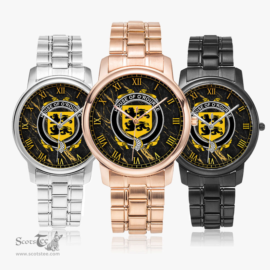 Irish House of O ROURKE Irish Coat of Arms Irish Watch Folding Clasp Type Stainless Steel Quartz Watch