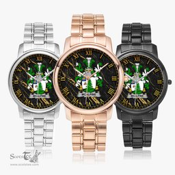 Irish McAlpine or MacAlpin Irish Coat of Arms Irish Watch Folding Clasp Type Stainless Steel Quartz Watch