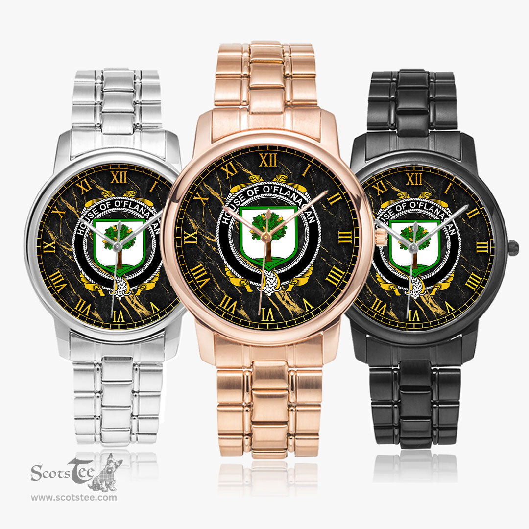Irish House of O FLANAGAN Irish Coat of Arms Irish Watch Folding Clasp Type Stainless Steel Quartz Watch