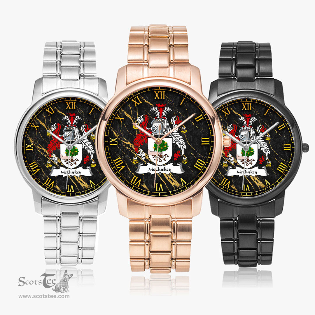 Irish McCluskey Irish Coat of Arms Irish Watch Folding Clasp Type Stainless Steel Quartz Watch