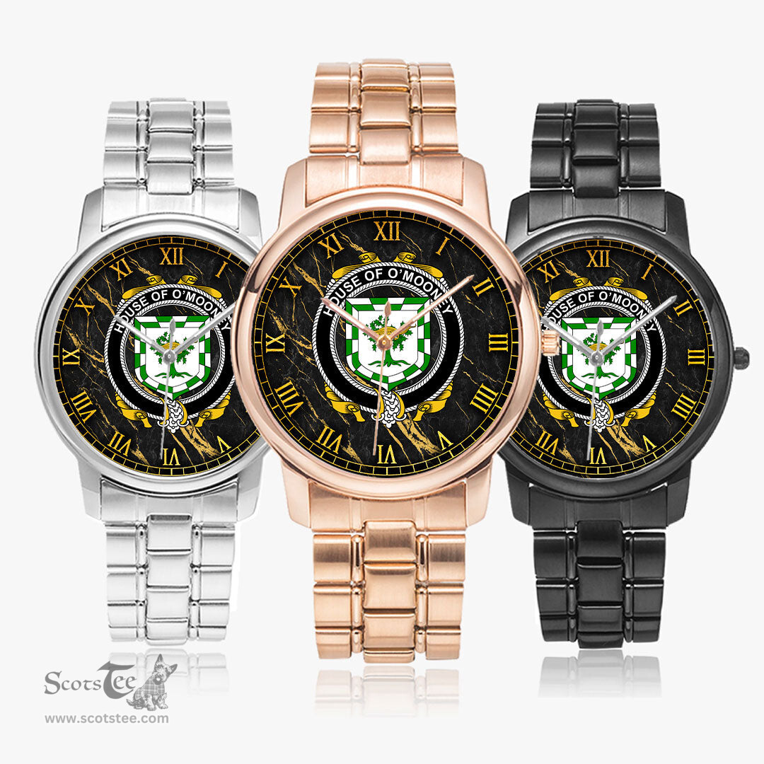 Irish House of O MOONEY Irish Coat of Arms Irish Watch Folding Clasp Type Stainless Steel Quartz Watch