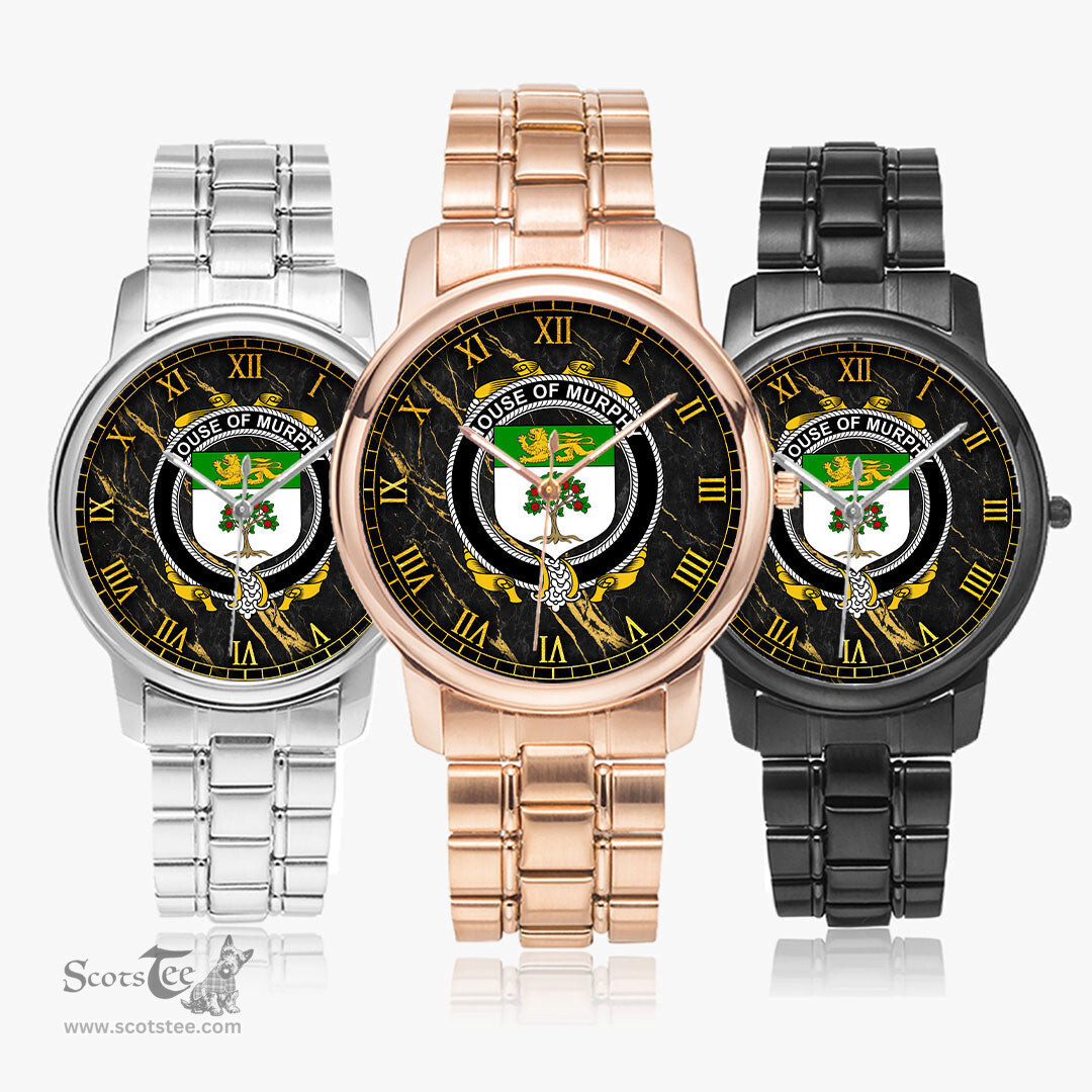 Irish House of MURPHY O Morchoe Irish Coat of Arms Irish Watch Folding Clasp Type Stainless Steel Quartz Watch