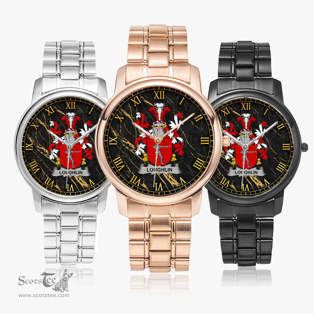 Irish Loughlin or O Loughlin Irish Coat of Arms Irish Watch Folding Clasp Type Stainless Steel Quartz Watch