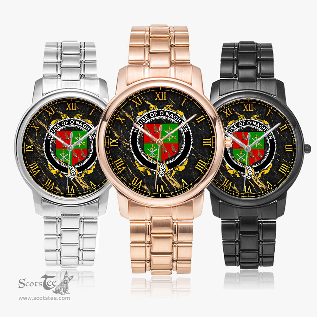 Irish House of O NAGHTEN Irish Coat of Arms Irish Watch Folding Clasp Type Stainless Steel Quartz Watch