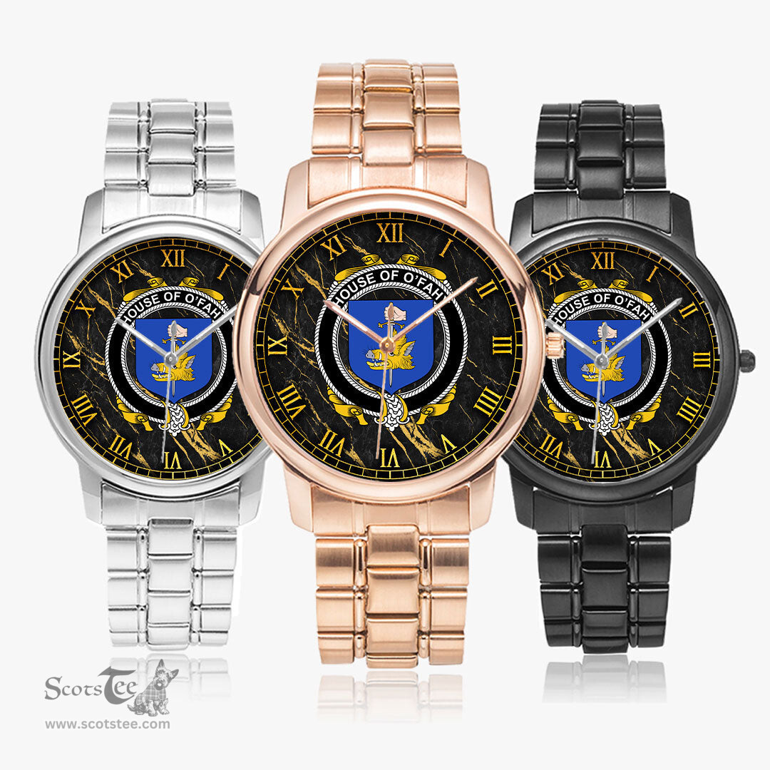 Irish House of O FAHY Irish Coat of Arms Irish Watch Folding Clasp Type Stainless Steel Quartz Watch