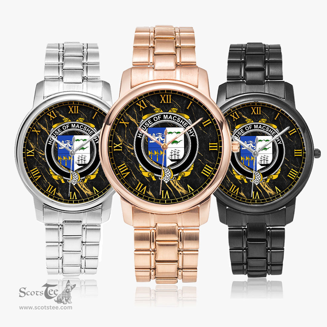 Irish House of MACSHEEHY Irish Coat of Arms Irish Watch Folding Clasp Type Stainless Steel Quartz Watch