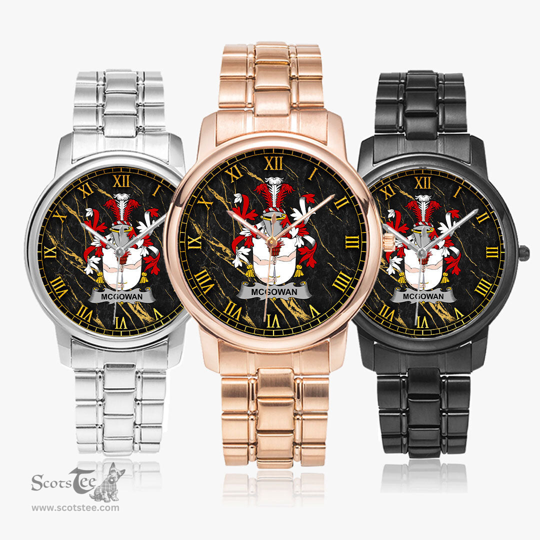 Irish McGowan or McGouan Irish Coat of Arms Irish Watch Folding Clasp Type Stainless Steel Quartz Watch
